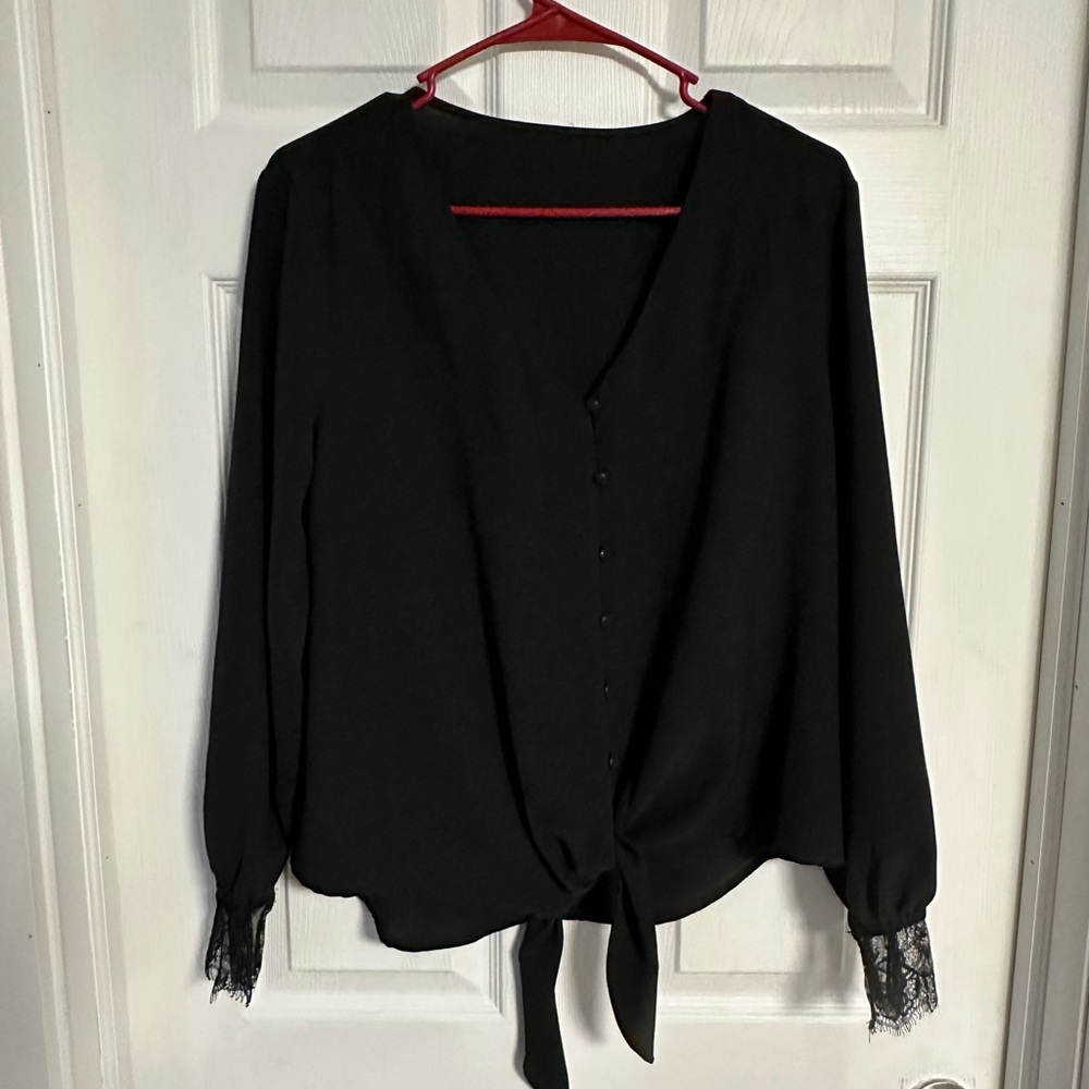 Tie front button down dress shirt